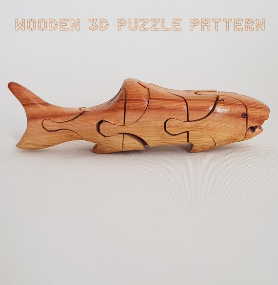 Wooden 3D Puzzle Shark Toy Plans and Patterns for Kids