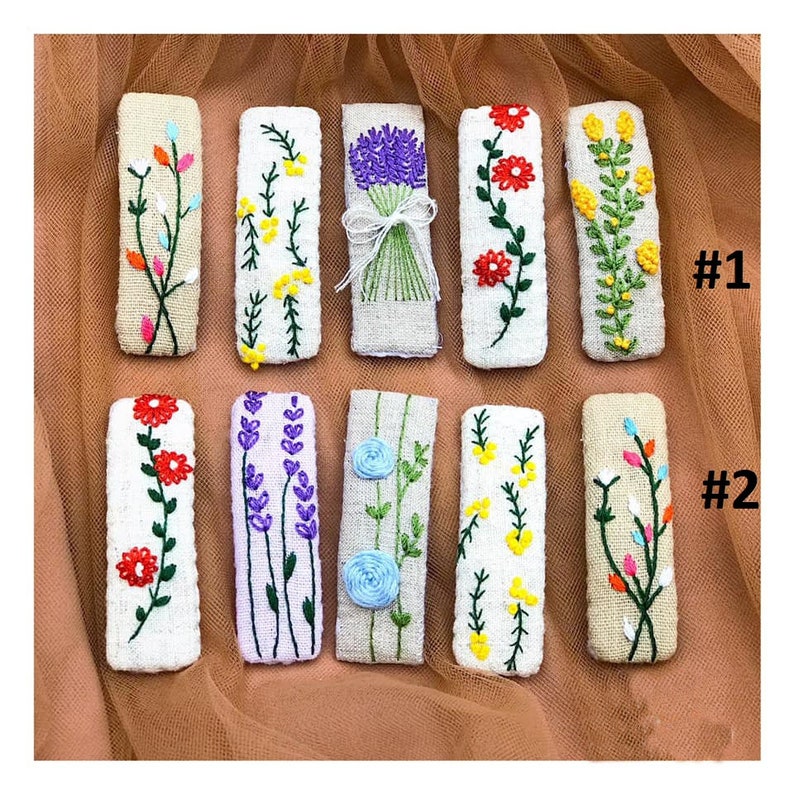 hair clip for baby hair clip for girl Hand embroidery clips Set 5 PCS Embroidered hair clips Embroidery snap clip