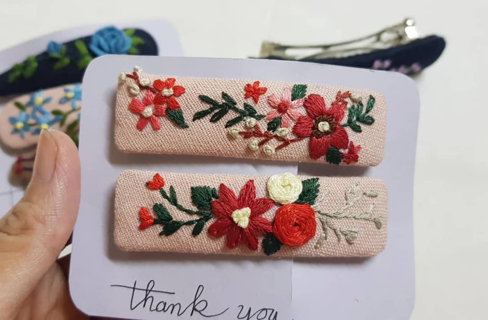 Set 2 PCS Embroidered hair clips Hand embroidery clips hair Etsy