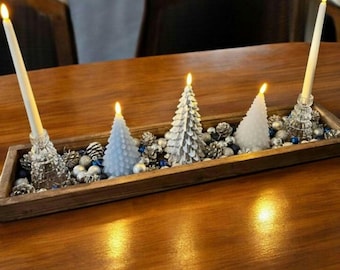 Bandeja rústica de madera para centro de mesa hecha a mano: bandeja otomana para decoración de Pascua y bodas.