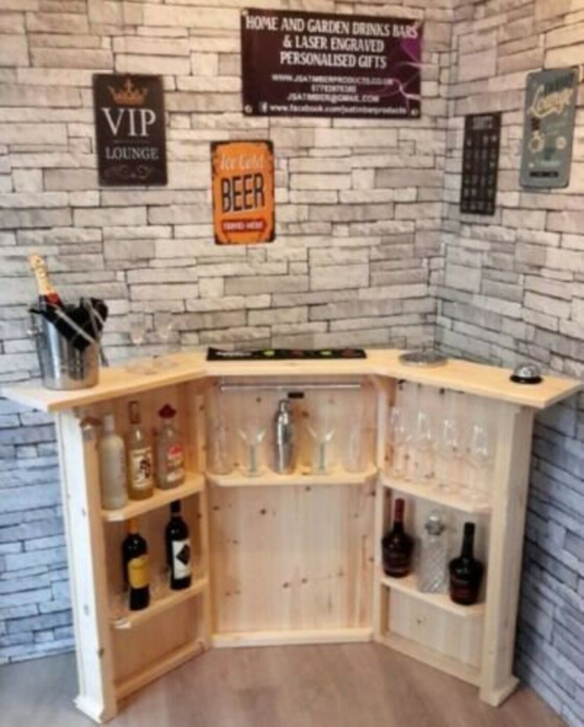 Corner Home Drinks Bar Perfect for Summerhousemancavehome & Etsy UK