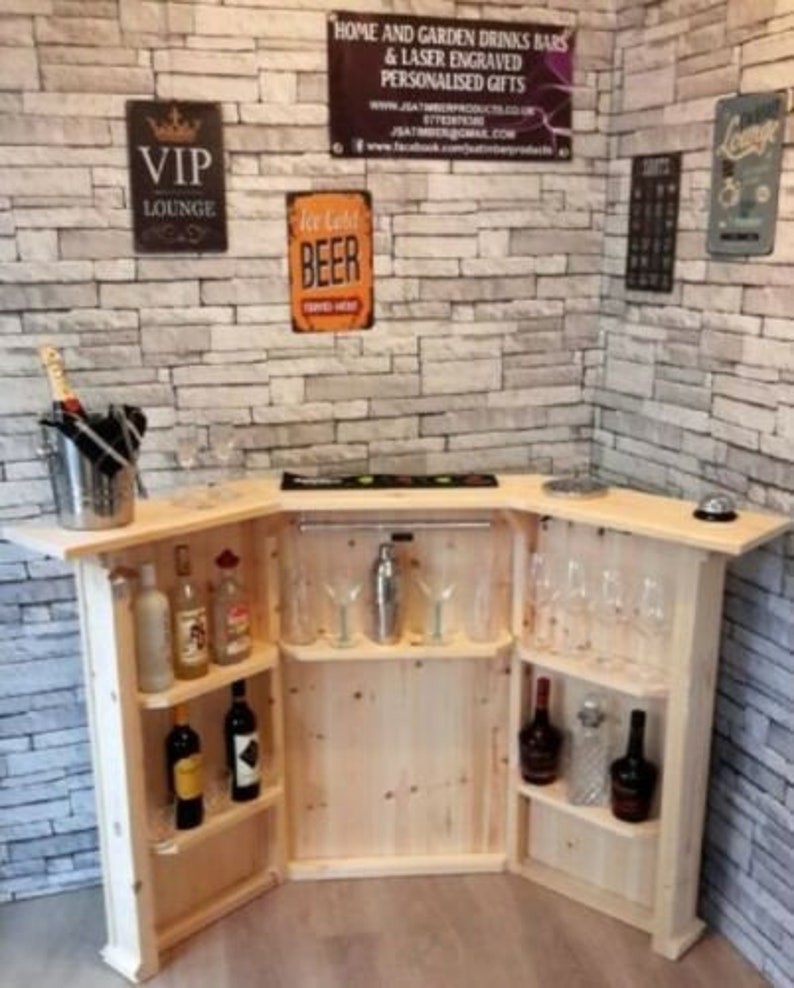 Corner Home Drinks Bar Perfect for Summerhousemancavehome & Etsy