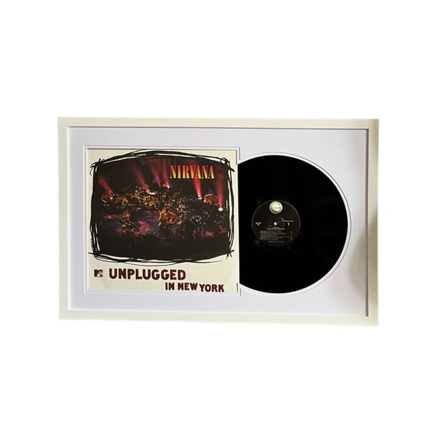 Nirvana - MTV Unplugged, Framed Vinyl Record & Album Cover, Ready to Hang, Music Gift, Wall Art