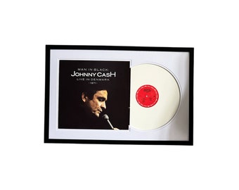 Johnny Cash, Man in Black, Live in Denmark, Framed Vinyl Record & Album Cover, Ready to Hang, Music Gift, Wall Art