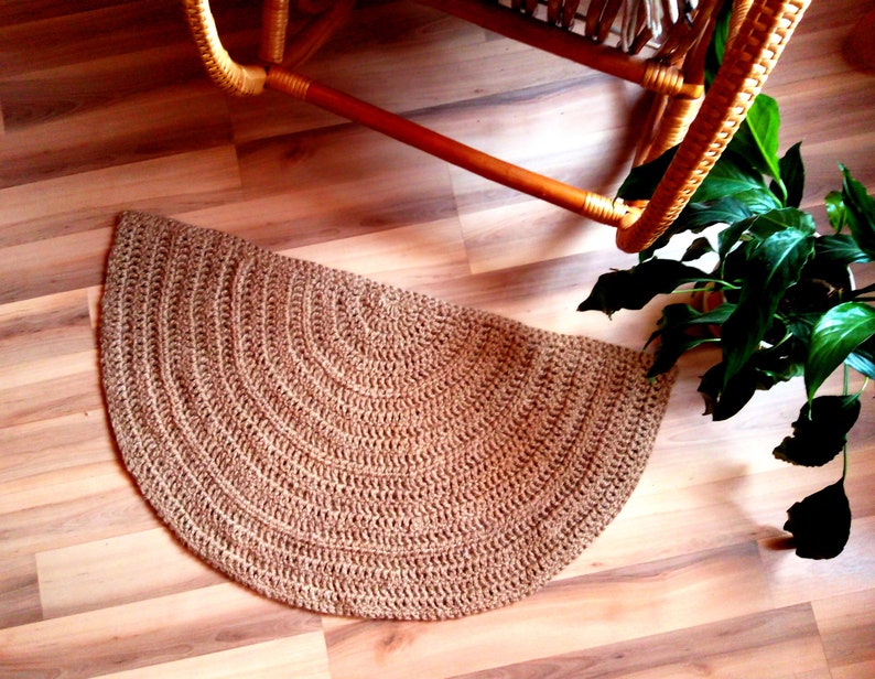 Half Circle jute doormat,Door Mat,Crochet jute Rug,Scandinavian rug,100/% Jute foot rug,half rug,Handwoven mat,Rustic Style Rug,Boho jute rug