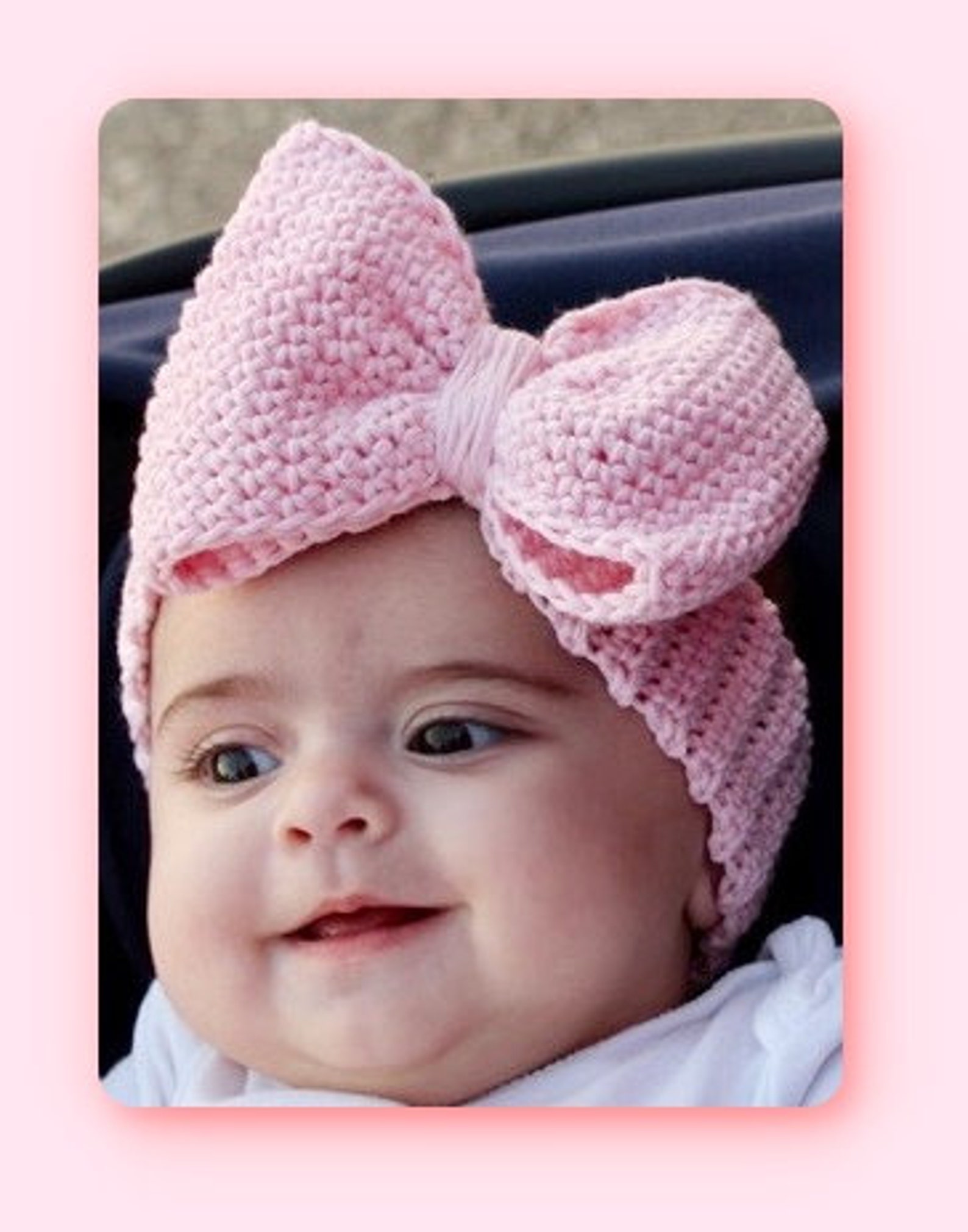 Pink Baby Bow Size 36 Month Handmade Crochet in 100 Cotton Etsy UK