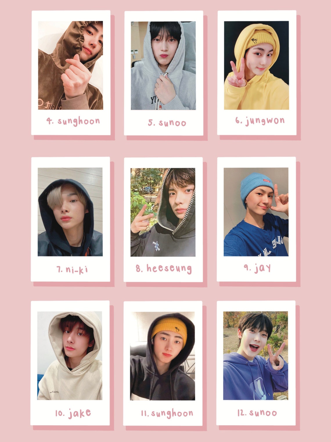 Kpop polaroids enhypen 30 options custom order bts got7 | Etsy