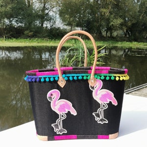 Large tote shopping basket, market shopping basket, raffia shopping basket