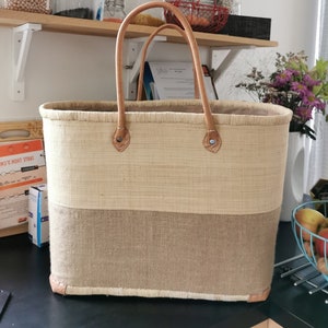 Geflochtener Stroh-Einkaufskorb, Sackleinen-Einkaufstasche, XXL-Strandkorb, Marktkorb, handgewebter handwerklicher Korb