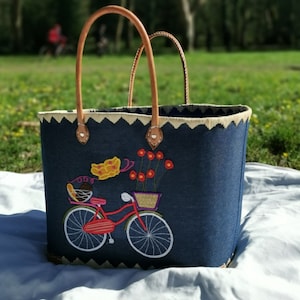 Large handmade woven straw basket, Straw beach basket, Raffia bag, Market wicker basket