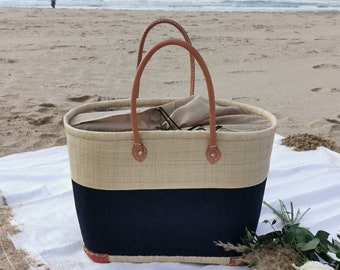 Panier xxl tressé, panier naturel, cabas de courses ou de marché, panier en paille, beach basket bag, sac fait main artisanal