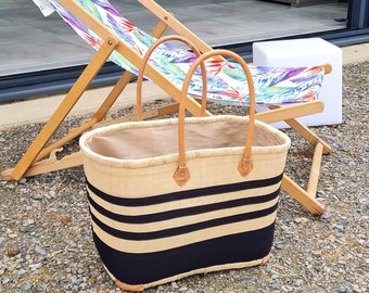 Large straw beach basket, sailor beach tote, raffia beach bag, large tote bag