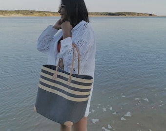 Sac de plage en paille tressée, Cabas raphia, sac à main d'été