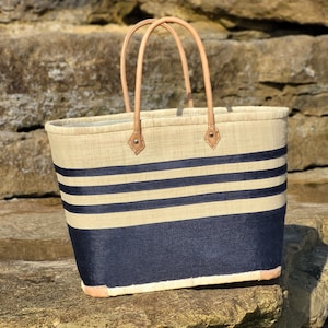 Very large family beach bag, straw beach basket, market tote basket, raffia basket bag