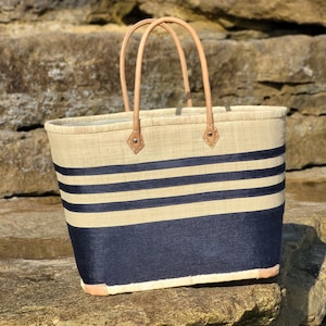 Sehr große Familien-Strandtasche, Stroh-Strandkorb, Marktkorb, Raffia-Korbtasche