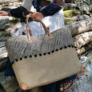 sac cabas en toile de jute, sac cabas moyen raffia naturel beige, cadeau pour elle, straw shoulder bag