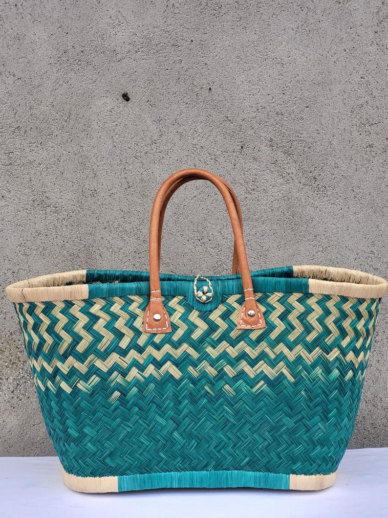 artisan woven straw basket bag, straw basket, raffia bag, wicker basket, shopping basket, artisan tote image 3