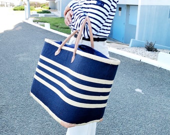 Très grand sac de plage familiale, panier de plage paille, panier cabas marché, sac panier raphia