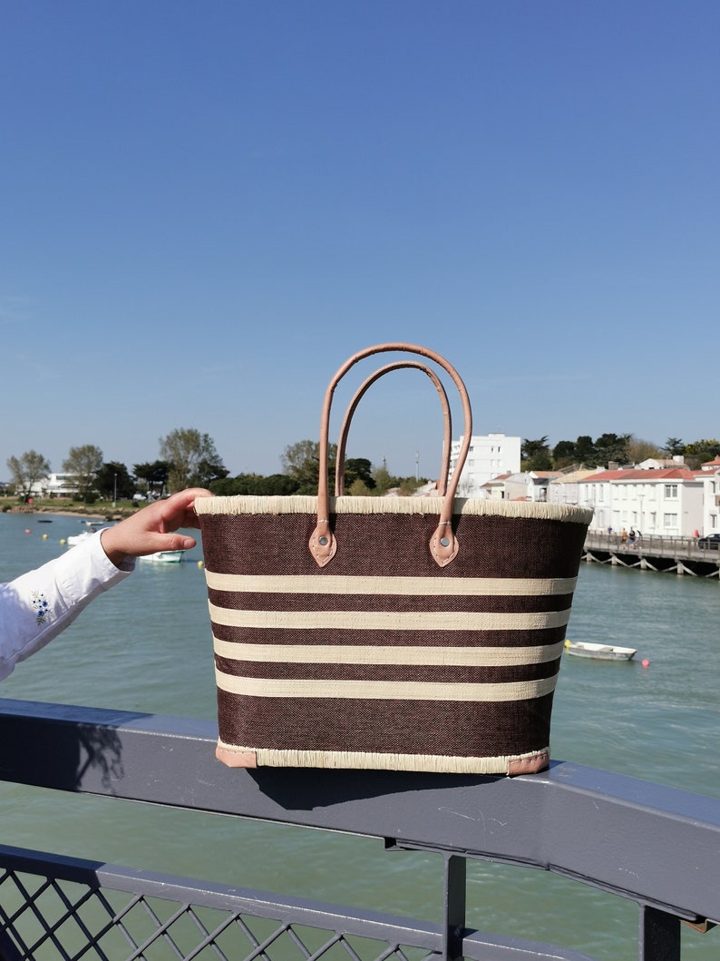 Très grand sac de plage familiale, panier de plage paille, panier cabas marché, sac panier raphia image 2