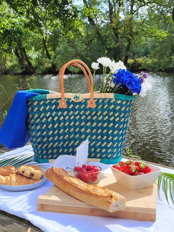 Panier cabas de paille cheap tressée