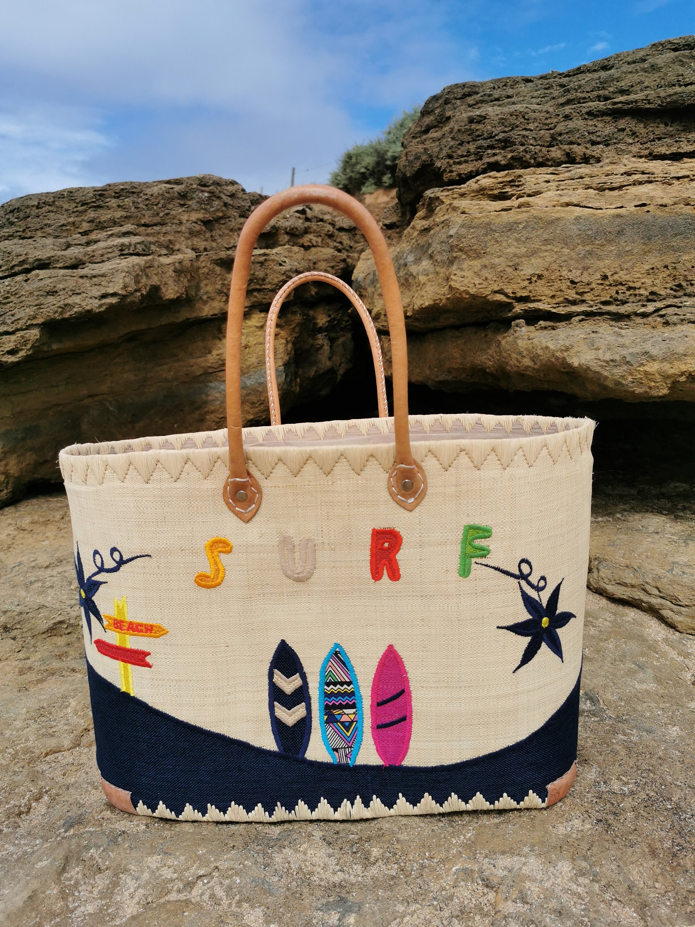 Very Large Family Beach Bag Straw Beach Basket Market Tote Etsy
