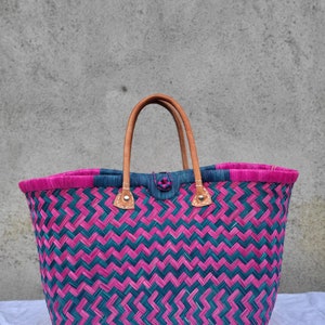 artisan woven straw basket bag, straw basket, raffia bag, wicker basket, shopping basket, artisan tote image 5