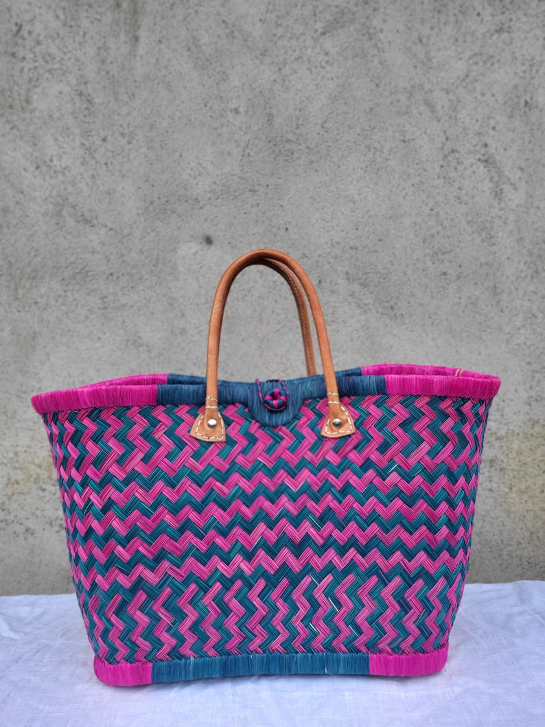 artisan woven straw basket bag, straw basket, raffia bag, wicker basket, shopping basket, artisan tote image 5