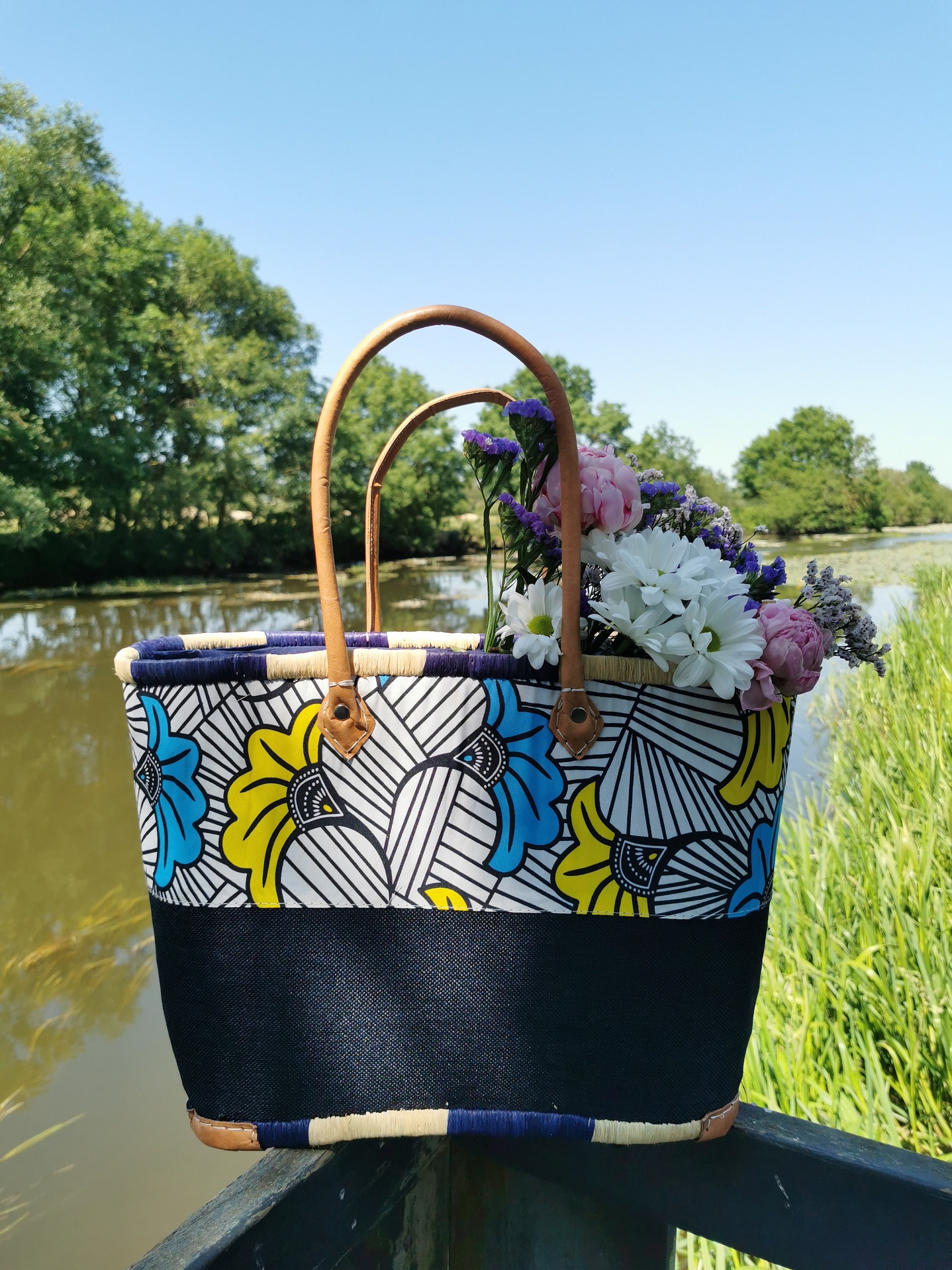 Woven basket tote sale