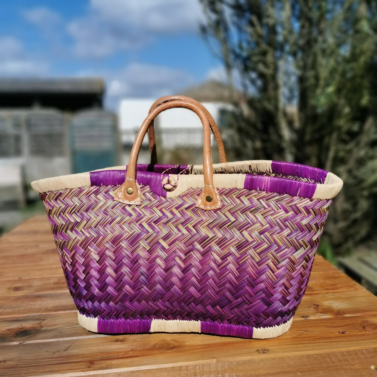Panier cabas de paille tressée Cabas en raffia multicolore Etsy