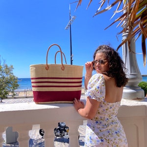 Very large family beach bag, straw beach basket, market tote basket, raffia basket bag image 10