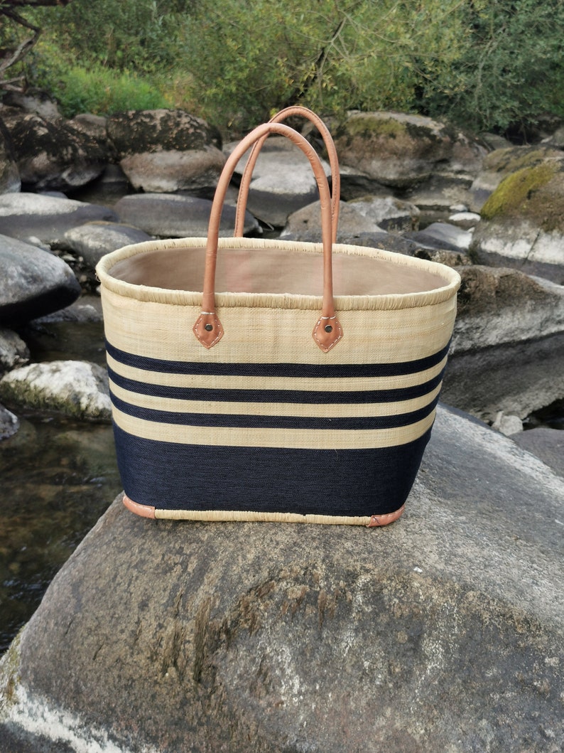 Very large family beach bag, straw beach basket, market tote basket, raffia basket bag image 8