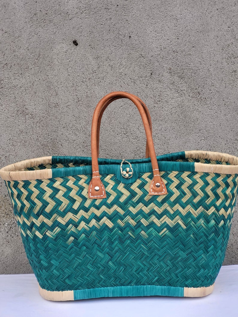 artisan woven straw basket bag, straw basket, raffia bag, wicker basket, shopping basket, artisan tote image 4