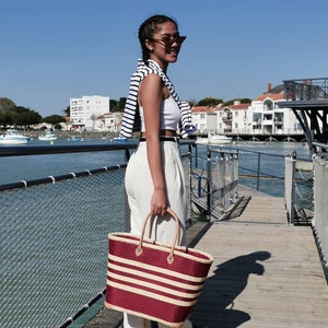 Très grand sac de plage familiale, panier de plage paille, panier cabas marché, sac panier raphia image 5