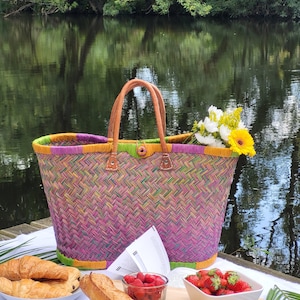 artisan woven straw basket bag, straw basket, raffia bag, wicker basket, shopping basket, artisan tote image 2