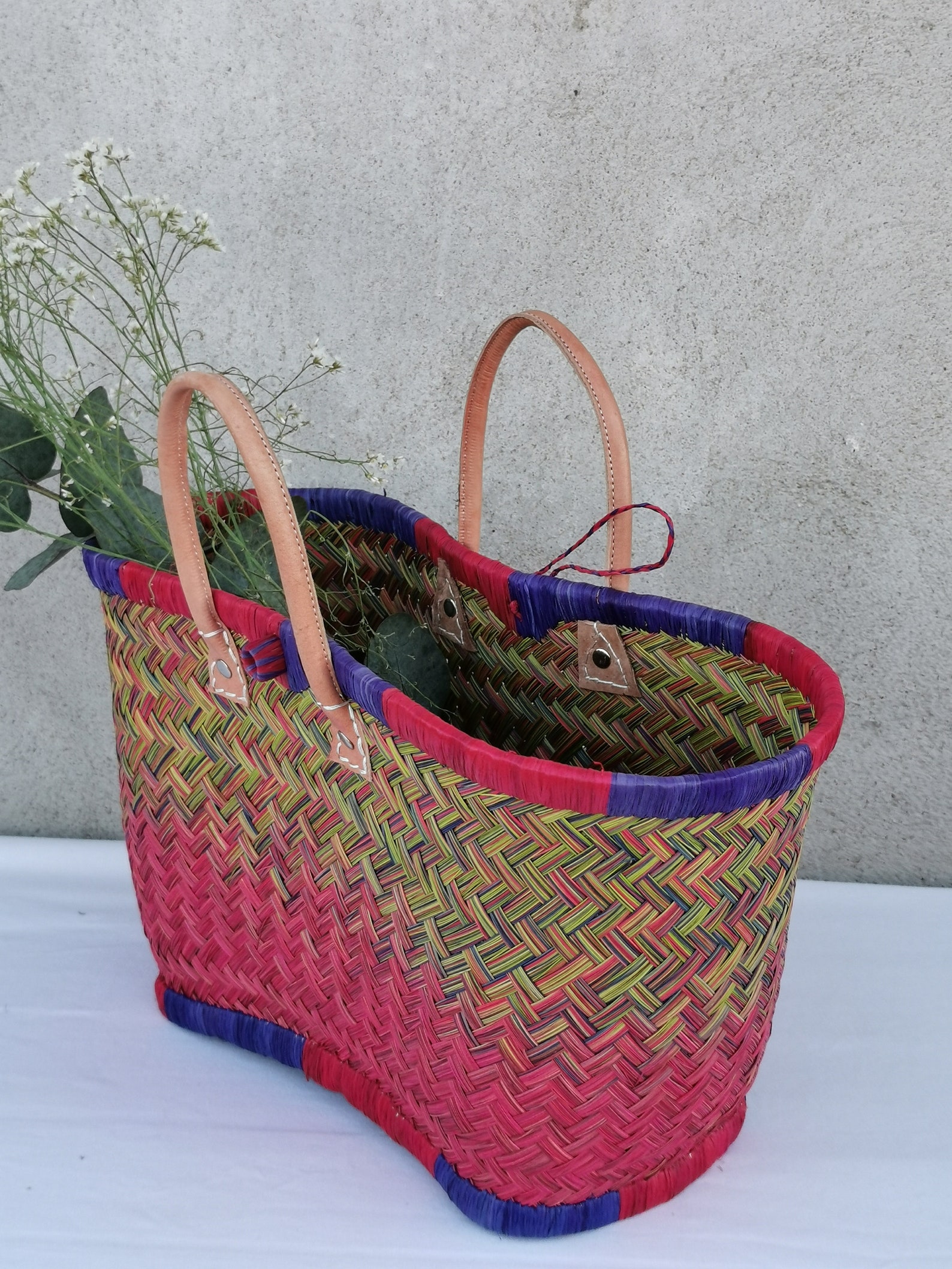 Pochette En Paille EVEOUT - Sac Clutch Bohème Pour Plage, Mariage, Vacances - Rose Rouge