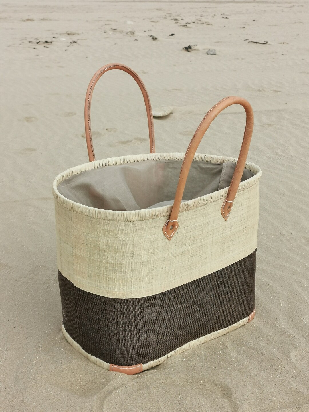 Panier Cabas De Paille Tressée Cabas Courses Original Panier Etsy