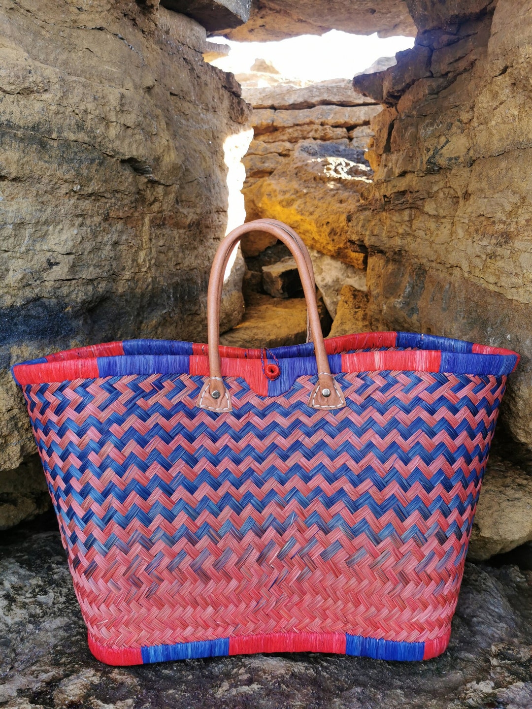 Large Woven Basket Straw Shopping Basket Wicker Tote Basket Etsy