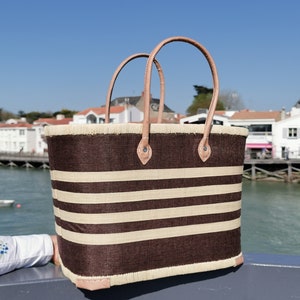 Très grand sac de plage familiale, panier de plage paille, panier cabas marché, sac panier raphia image 3