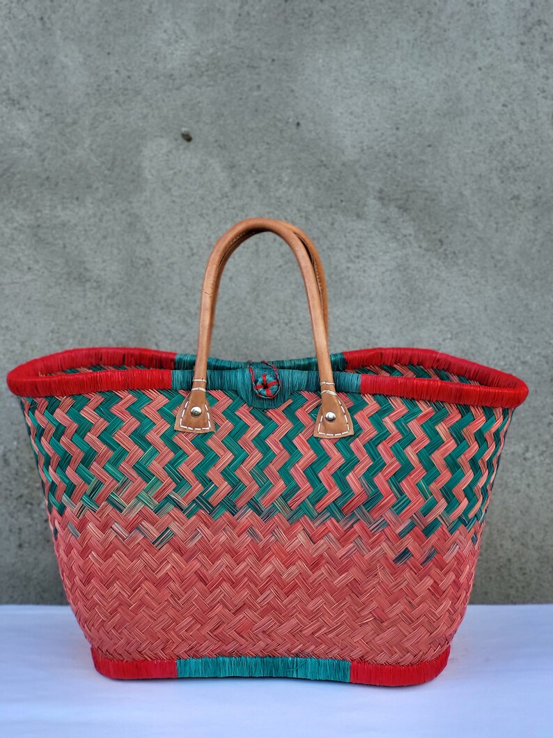 artisan woven straw basket bag, straw basket, raffia bag, wicker basket, shopping basket, artisan tote image 6