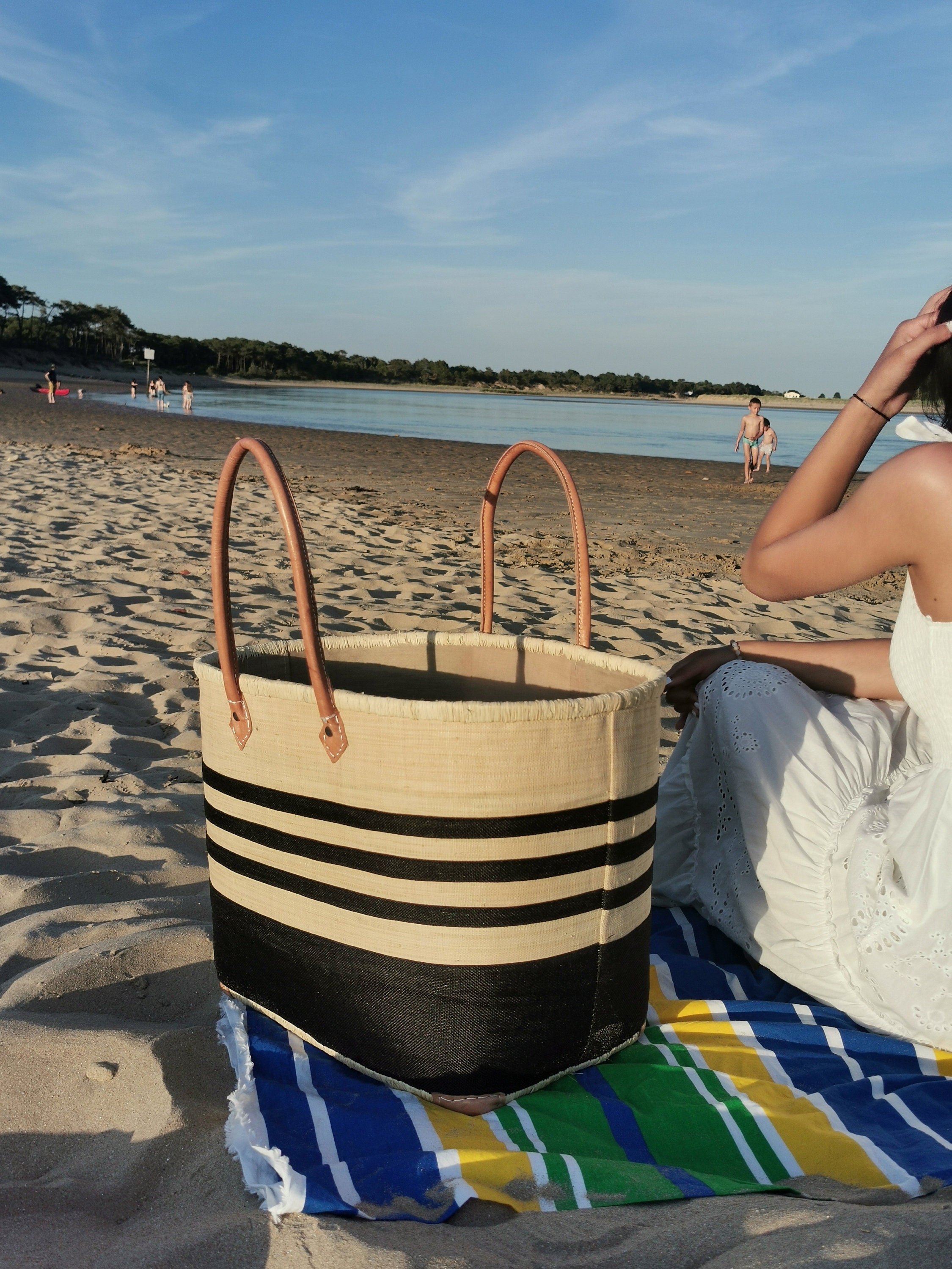 Très grand sac de plage familiale panier de plage paille | Etsy