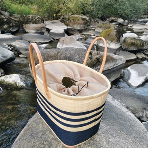 Very large family beach bag, straw beach basket, market tote basket, raffia basket bag image 9