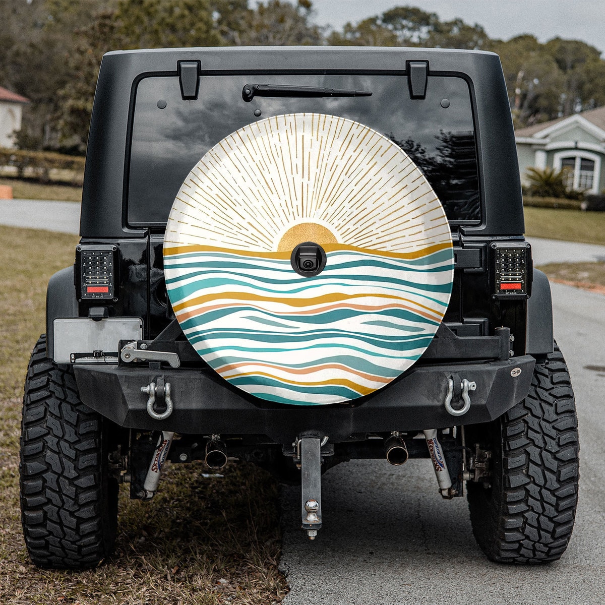 The Sun And The Sea Wave Spare Tire Cover