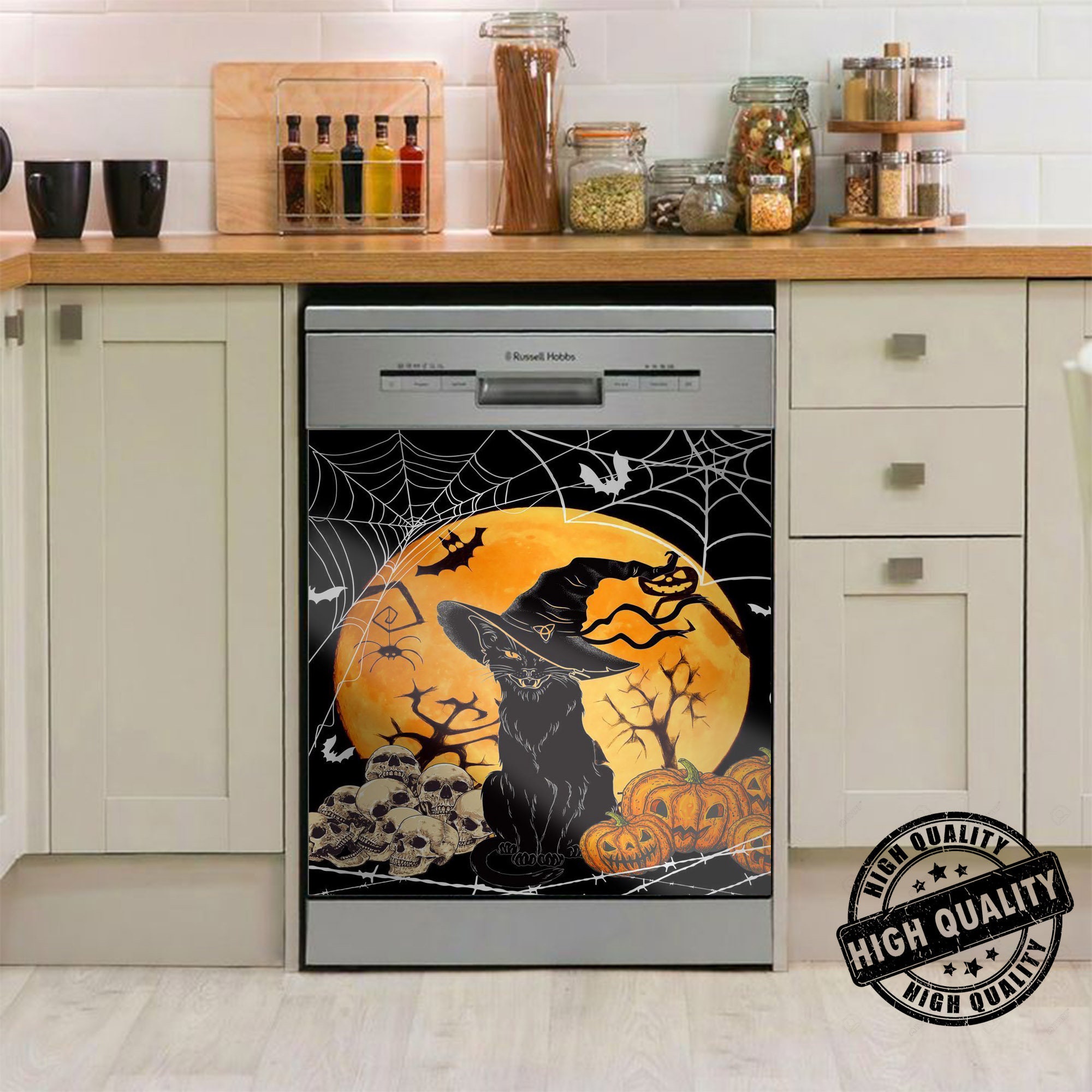 Halloween Black Cat Personalized Dishwasher  Cover - Kitchen Decor,  Dishwasher, Sticker Cover, Christmas Decor