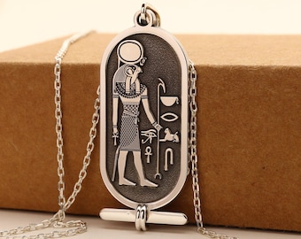 Egyptian Ra Cartouche Necklace, Egyptian Hieroglyphs customizable 925K Silver necklace,Hieroglyph Necklace Jewelry,God Ra Pendant