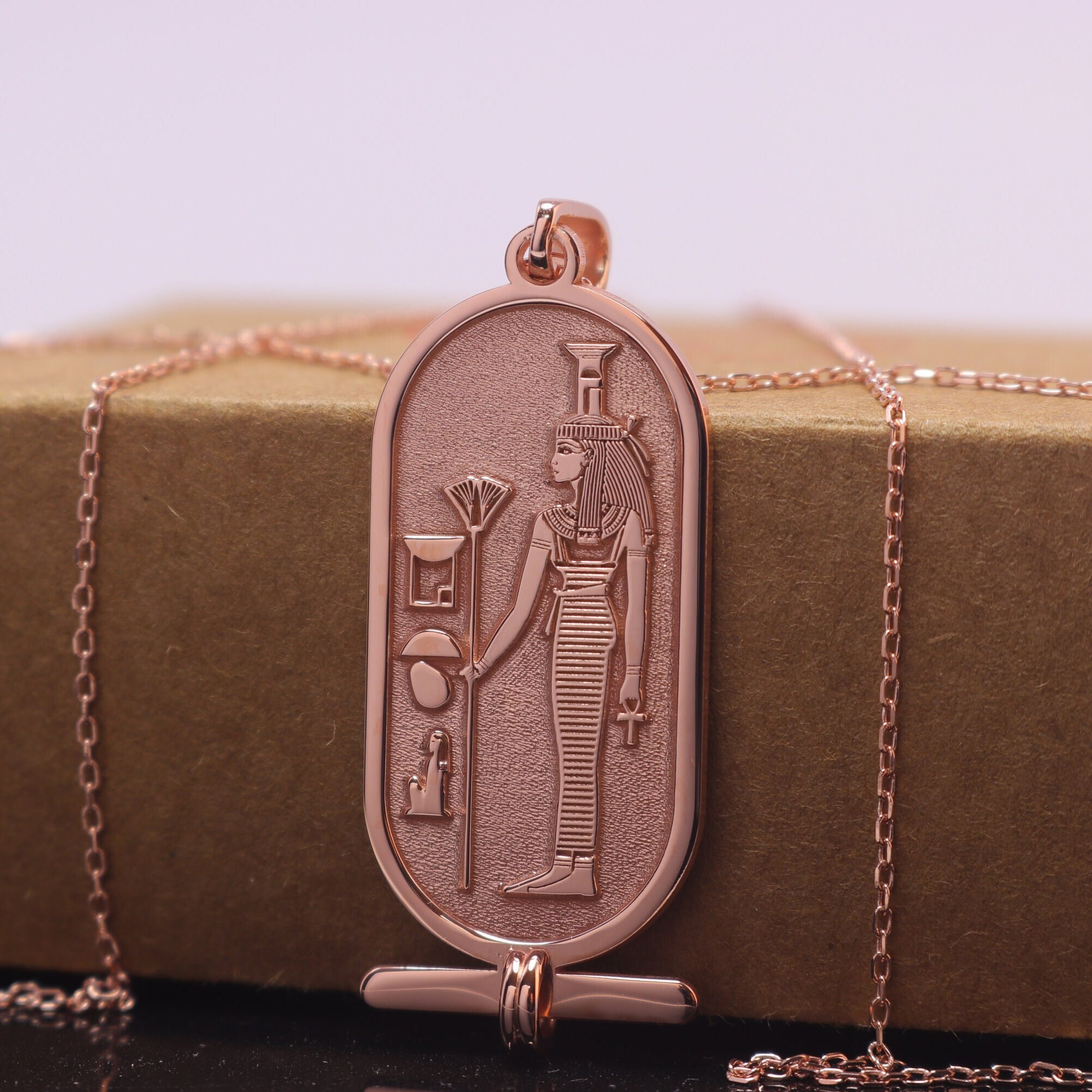 Nephthys Goddess Cartouche Necklace, Egyptian Hieroglyphs customizable 925K silver necklace
