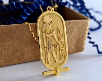 RA Cartouche Necklace,Egyptian God Ra Hieroglyph Necklace, Egyptian Hieroglyphs Customizable Jewelry, 925K Silver Name Necklace