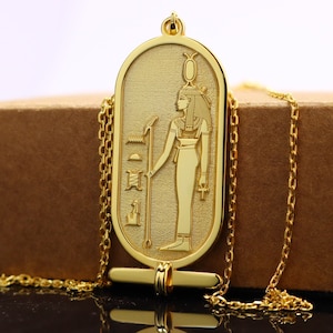 NEITH, ägyptische Göttin. Ägyptische Hieroglyphen anpassbare 925K Silber Kartusche Halskette