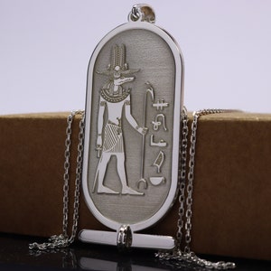 Egyptian Sobek Cartouche Necklace,Egyptian Hieroglyphs customizable 925K Silver necklace,Hieroglyph Necklace Jewelry,God Sobek Pendant