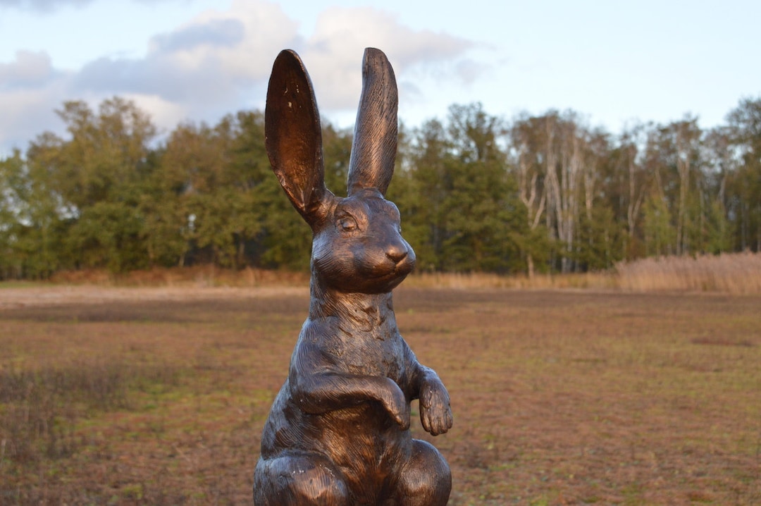 Large Bronze Hare Garden Statue Etsy Australia