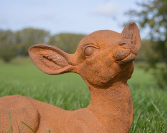Garden statue deer calf rust - Cast iron -